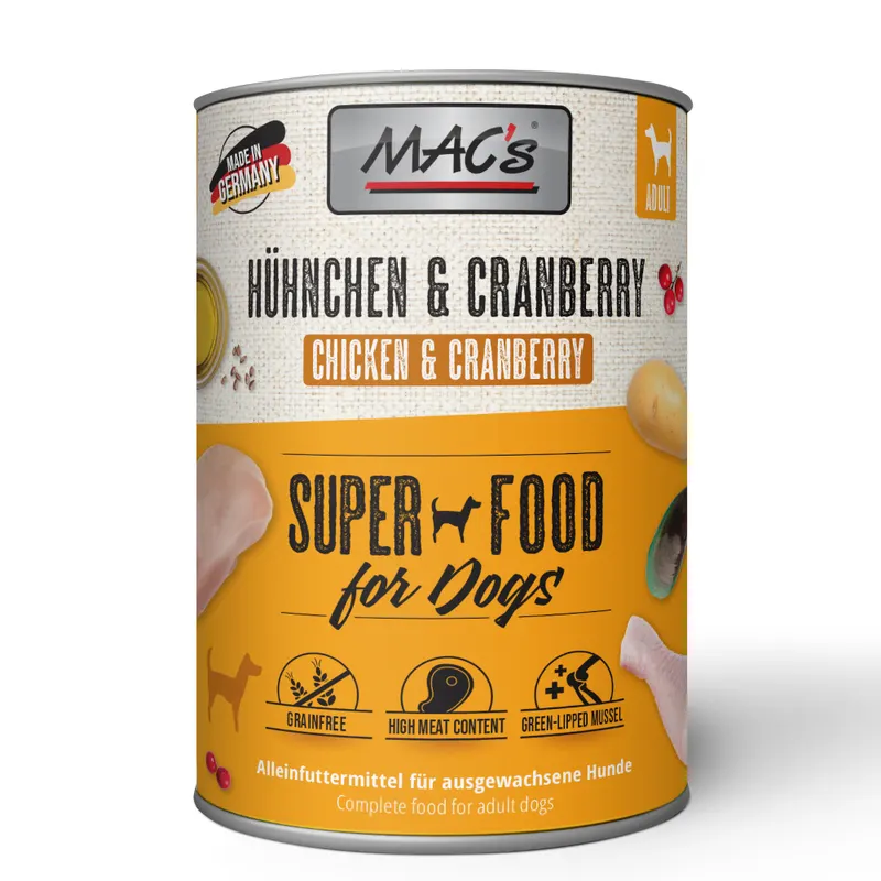 MAC's Adult Superfood, 6 x 400 g - Kurczak i żurawina