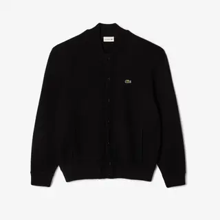 Lacoste Bomber Style Wool Sweater Męskie Czarny