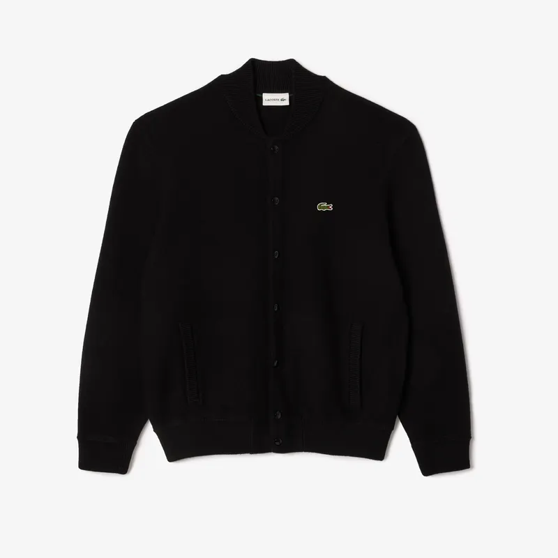 Lacoste Bomber Style Wool Sweater Męskie Czarny
