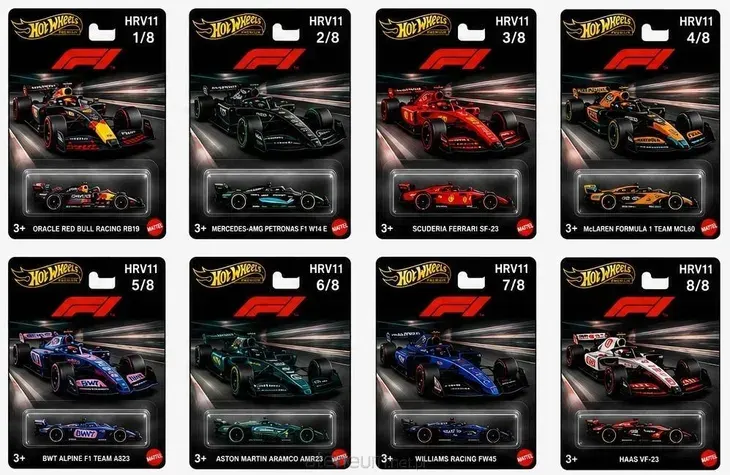 Hot Wheels Premium Edycja F1: Kolekcjonerski Zestaw 8 Bolidów 1:64