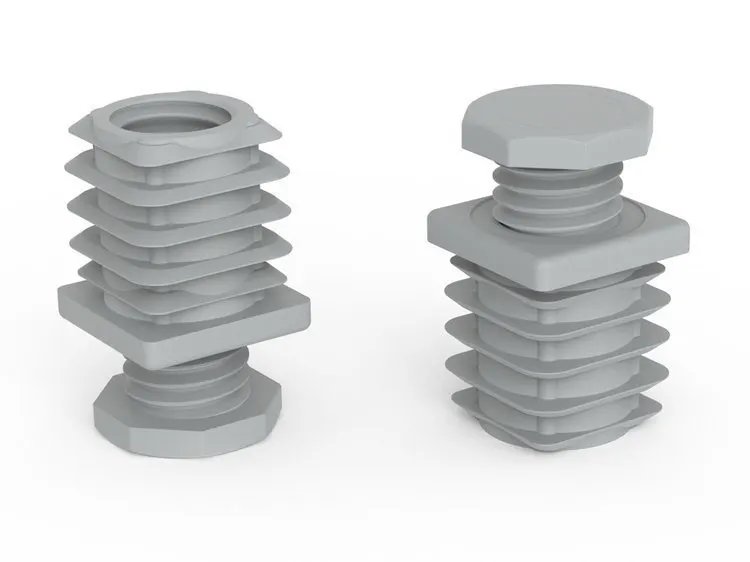 Stopka regulowana do profili kwadratowych A-30mm B-30mm d1-M22 L-25mm 1,5mm-2,0mm, kolor szary (RAL7035), R6