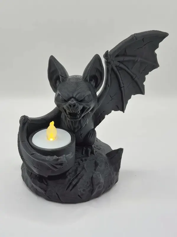 Figurka nietoperza ze świeczką LED na Halloween – czarny