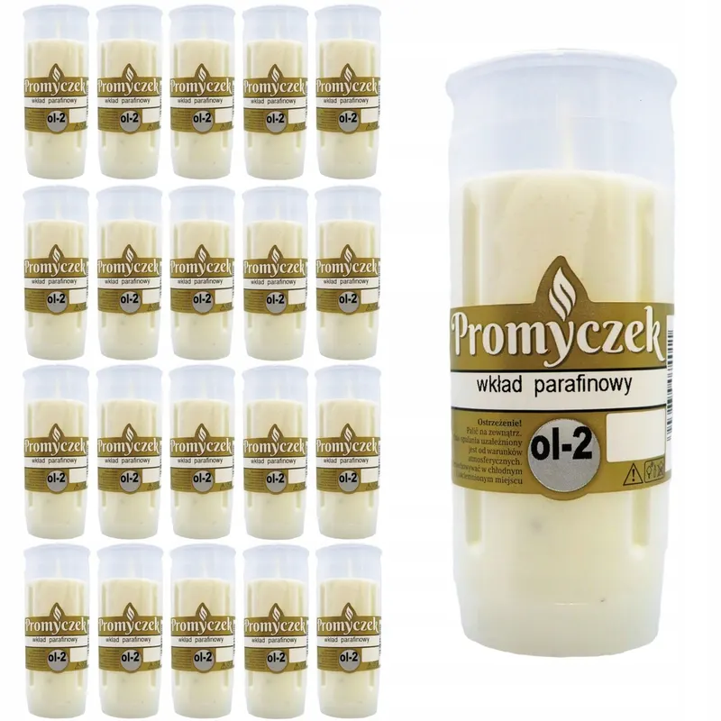 WKŁADY DO ZNICZY parafinowe 2 DNI 13 CM 20szt