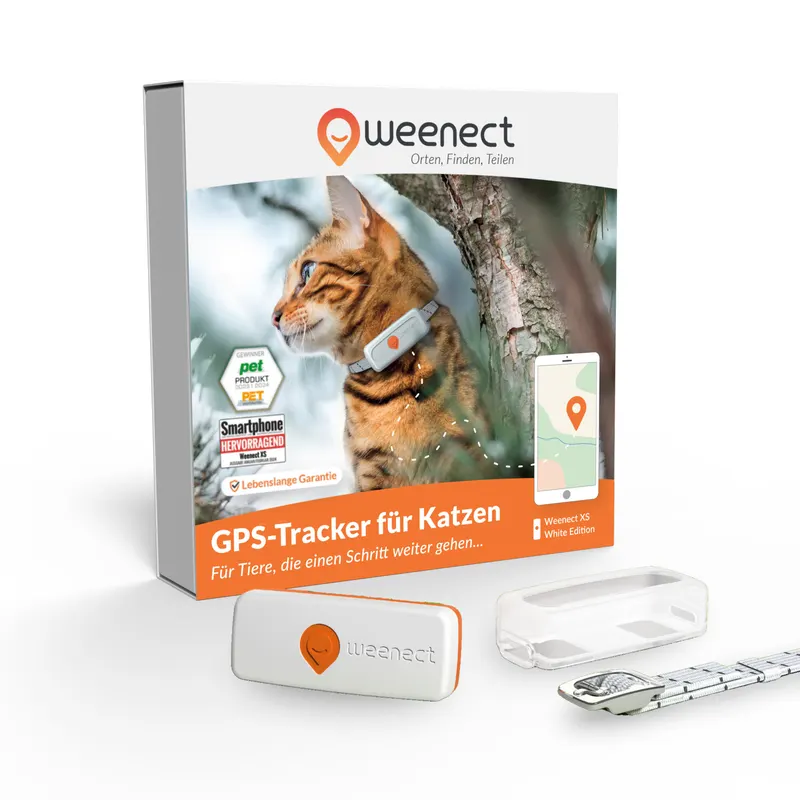 Weenect Pet GPS Tracker XS dla kotów, z obrożą - Biały z białą obrożą