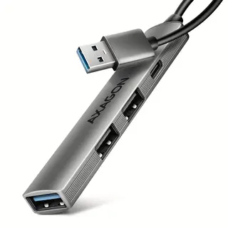AXAGON HUE-STA Hub USB-A ALU STRIP 4-portowy, 1x USB-A 5Gbps, 2x USB-A 2.0, 1x USB-C 2.0, kabel 12 cm
