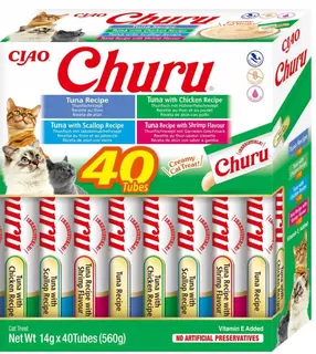 INABA CHURU Varietes Tuńczyk Owoce m- kot 40x14 g
