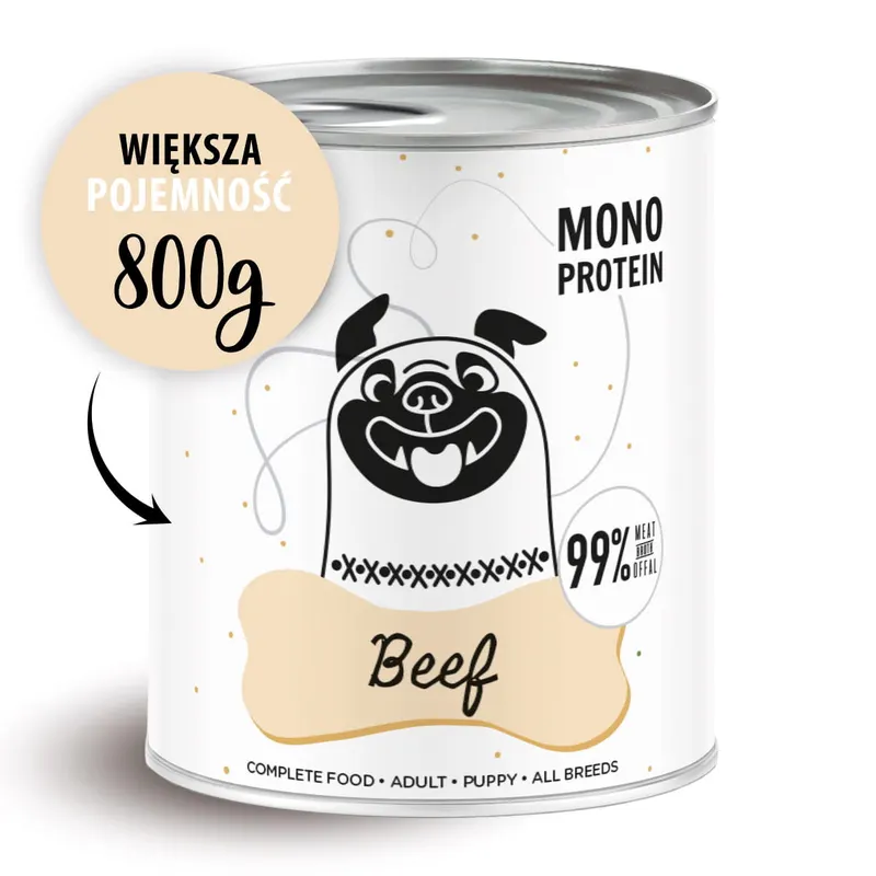 PAKA ZWIERZAKA Pepe Beef Mono - mokra karma dla psa - 800g