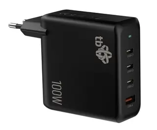TB Ładowarka sieciowa 3x USB C + USB A Power Delivery czarna, GaN 100W