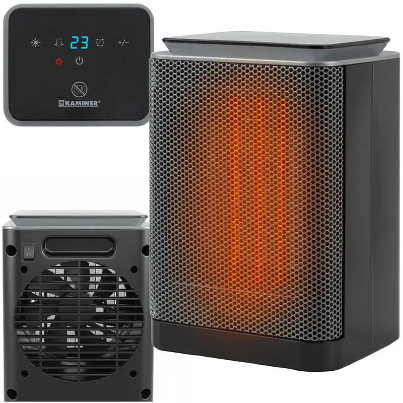 Grzejnik Elektryczny Ceramiczny KAMINER PTC 1500W Energooszczędny Farelka czarny