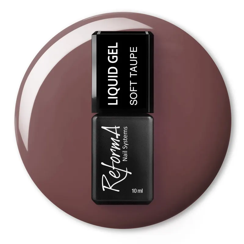 Żel w pędzelku, do szybkiego uzupełniania, brązowy, kolorowy, żel w butelce Liquid Gel - Soft Taupe, 10 ml