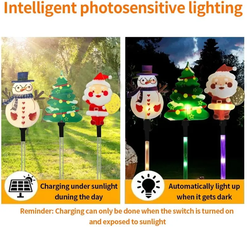 Świąteczne lampki solarne LED 6 szt. wielokolorowe 8 trybów