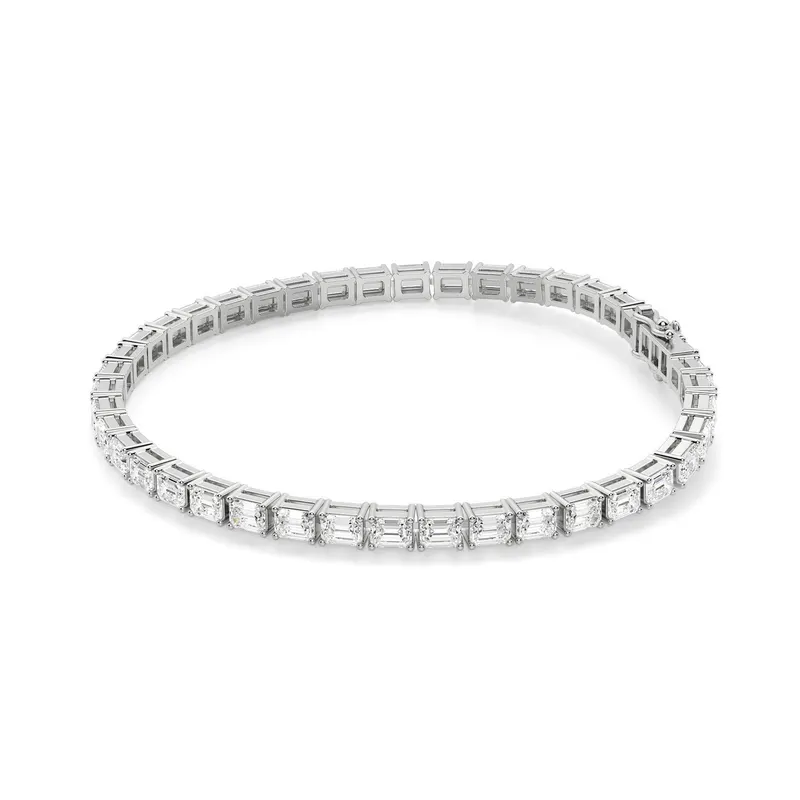 4 Prong Szmaragdowa Tenisowa Bransoletka s Laboratoryjnym Diamentem 8.00 krt z białego złota pr. 14K (585)