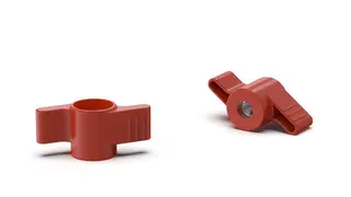 Pokrętło motylkowe z wmontowaną nakrętką D-68mm M8, przelotowe, RAL3000