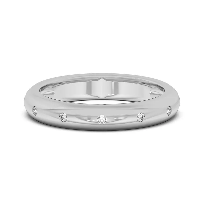 Obrączka Ślubna Petite Dome Accented Laboratoryjny Diament 585 Białe Złoto (14K)