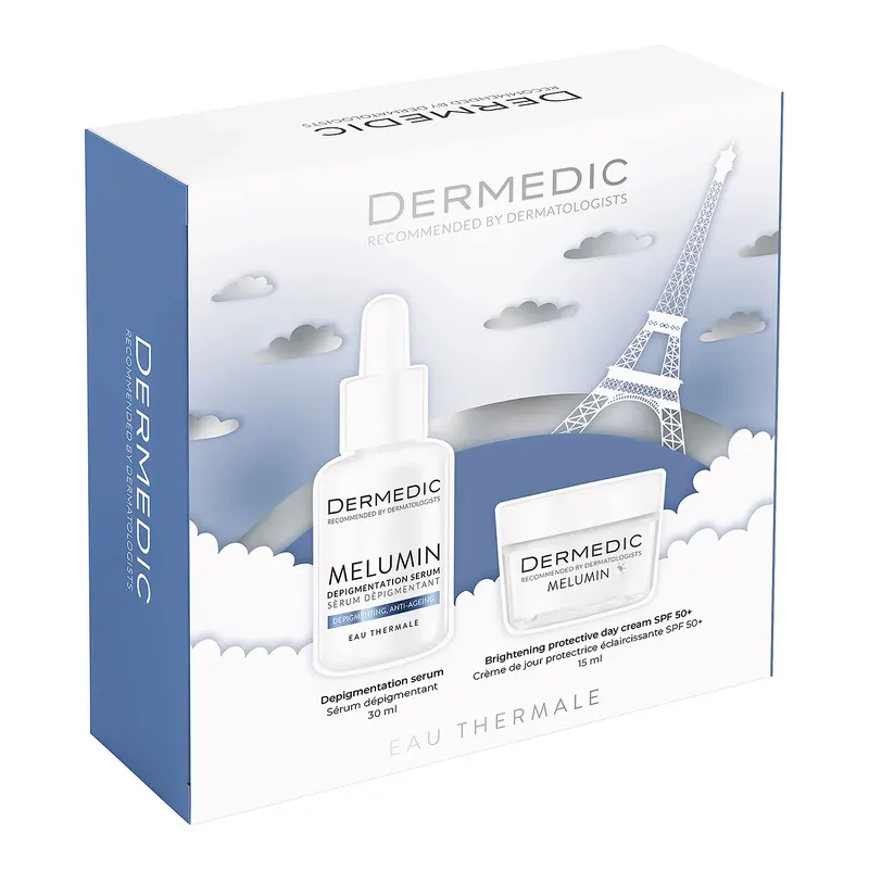 Dermedic Melanium Zestaw Kosmetyków do Pielęgnacji Twarzy Serum + Krem SPF50+