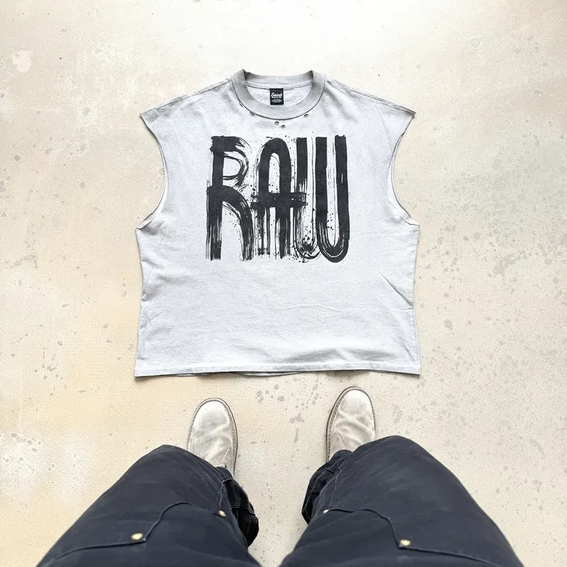 Yao Fashion Loose Oversize Tee Tops Vintage Streetwear HipHop Washed Old Trend Cotton Men Clothing Tank Daily Wear Vest For Men