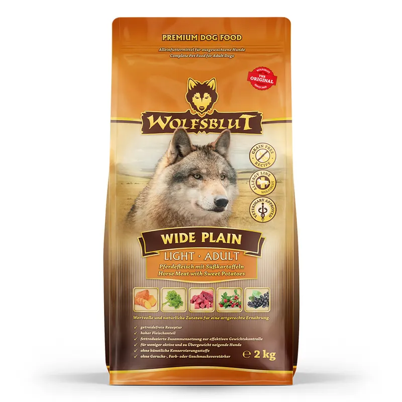WOLFSBLUT Wide Plain Light Konina z batatami Mono - sucha karma dla psa - 2kg