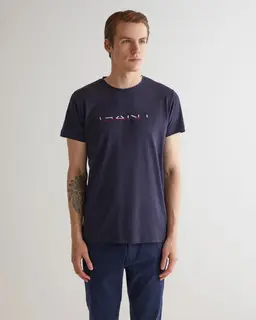 Gant T-Shirt Męski Z Nadrukiem İ Okrągłym Kołnierzykiem Regular Fit