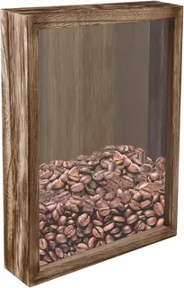 Pudełko na bilety z ramką drewnianą 20 x 25 cm brązowe z otworem