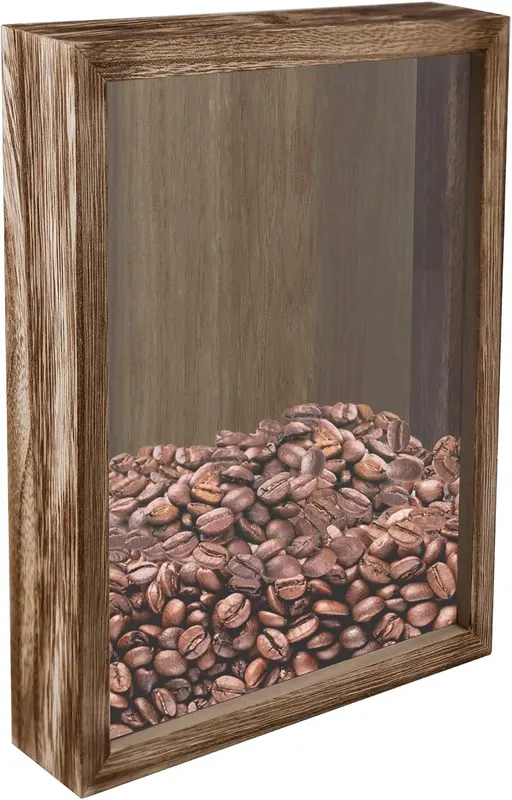Pudełko na bilety z ramką drewnianą 20 x 25 cm brązowe z otworem
