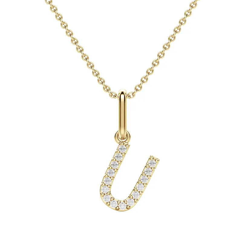 Wisiorek Litera "U" Laboratoryjny Diament 585 Żółte Złoto (14K)