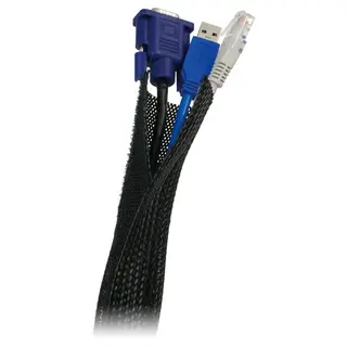 LogiLink Cable sleeve (Hook and Loop), PET, OD: 32 mm, czarny, 1.8 m