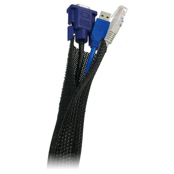 LogiLink Cable sleeve (Hook and Loop), PET, OD: 32 mm, czarny, 1.8 m