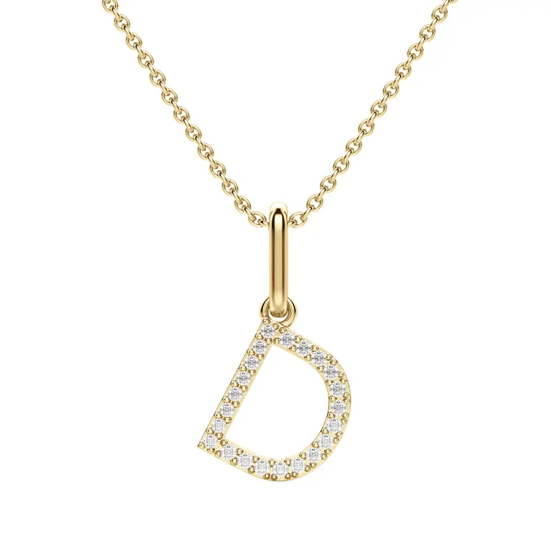 Wisiorek Litera "D" Laboratoryjny Diament 585 Żółte Złoto (14K)