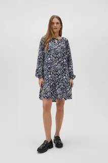 Wiskozowa sukienka z wzorem paisley granatowa