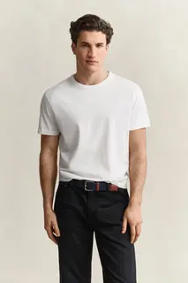 Gant Z Bawełny Pima T-Shirt Męski Kremowy