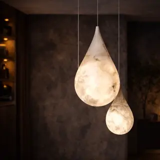 TÅRA – Marmurowa lampa wisząca LED w kształcie kropli