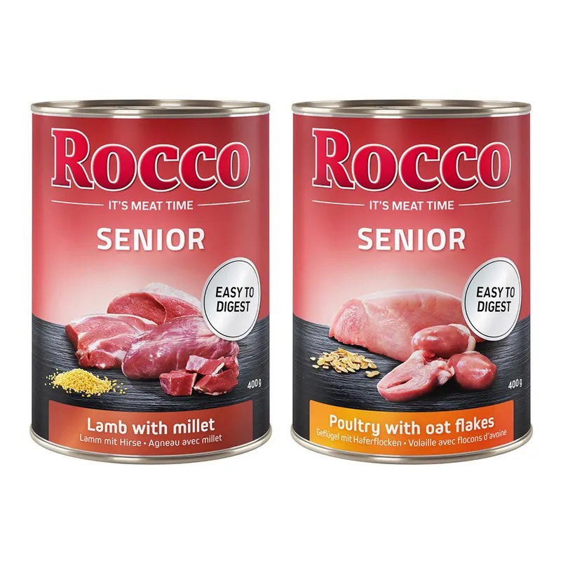 Megapakiet Rocco Senior, 24 x 400 g - Mieszany pakiet: Drób i Jagnięcina