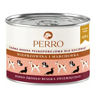 PERRO Junior Wieprzowina z marchewką Mono - mokra karma dla psa - 400g