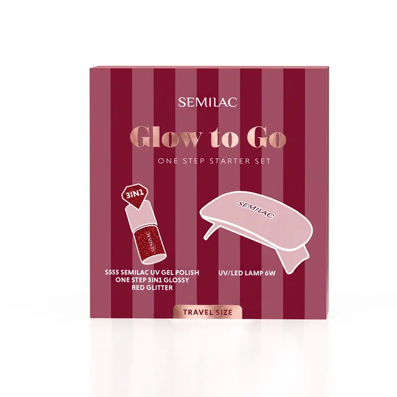 Semilac Zestaw Startowy do Manicure Hybrydowego Glow to Go-One Step Limited Edition