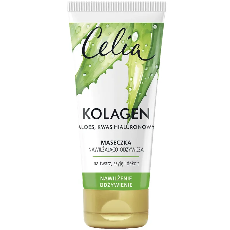 Celia Kolagen maseczka do twarzy nawilżająco-odżywcza z kolagenem, aloesem, kwasem hialuronowym i masłem shea 60 ml
