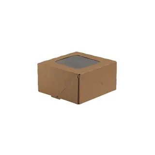 10x Pudełko na ciasto, z okienkiem 13x13x7 cm zamykane TEKTURA LITA brązowy