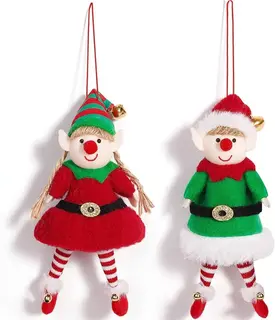 Świąteczne figurki elfów lalki chłopiec dziewczyna 2 szt. 15 cm czerwone