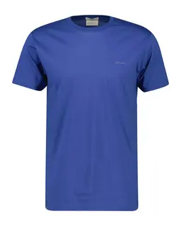 Gant Bawełniany T-Shirt Męski Okrągły Kołnierzyk Slim Fit Niebieski