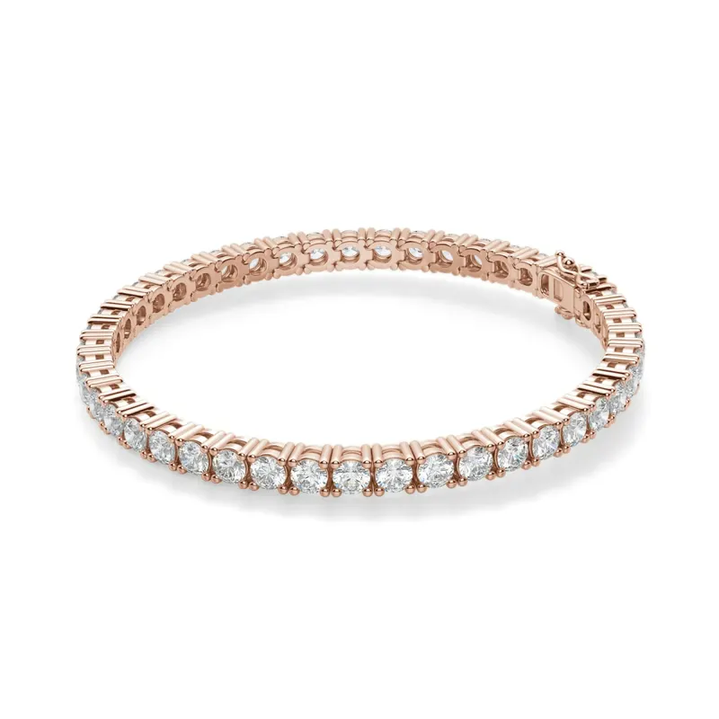 4 Prong Okrągła Diamentowa Tenisowa Bransoletka 9,00 krt z 14K (585) różowego złota