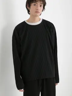 Miyake Shirt Long Sleeve T Shirt Casual Loose T-shirts Round Collar Men's Top Miyake Pleated Man
