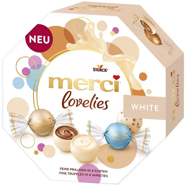 Merci Lovelies White Bombonierka Biała Czekolada 185g