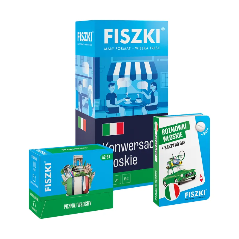 Zestaw FISZKI - język włoski - Kurs włoski dla podróżników (poziom A1-B2)