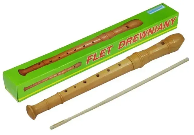 FLET DREWNIANY PROSTY SZKOLNY Z WYCIOREM SCHEMAT INSTRUMENT DO NAUKI GRANIA