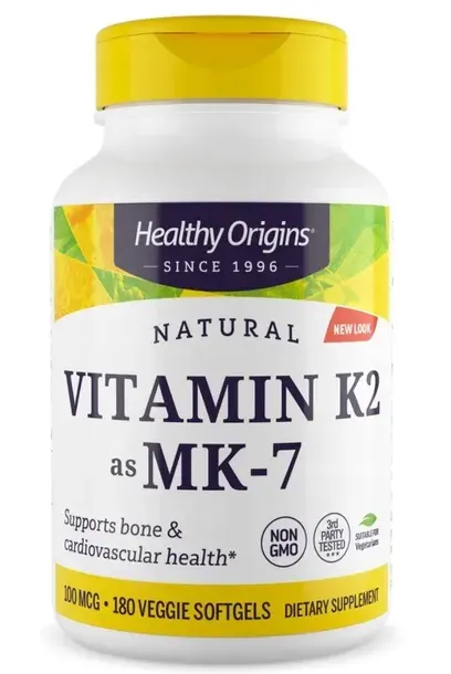 Healthy Origins Vitamin K2 MK-7 100mcg 180 veggie softgels