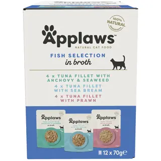 APPLAWS Fish selection multipack in broth Box - mokra karma dla kota - 12x70g