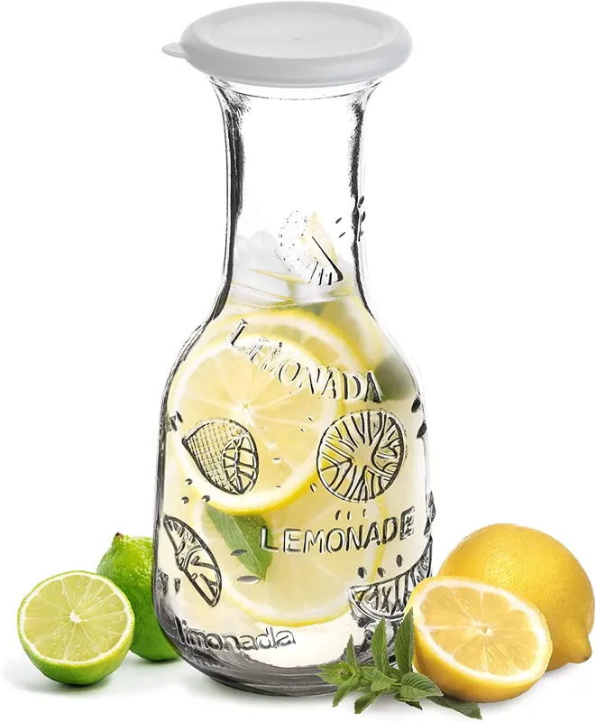 Szklana karafka z pokrywką do soku i lemoniady 1L