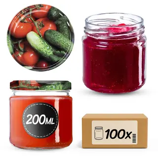 Słoiki na przetwory Lerma 200ml 100szt 66mm + wieczka "Warzywa"