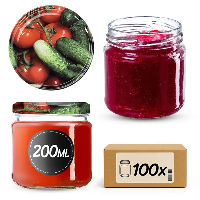 Słoiki na przetwory Lerma 200ml 100szt 66mm + wieczka "Warzywa"