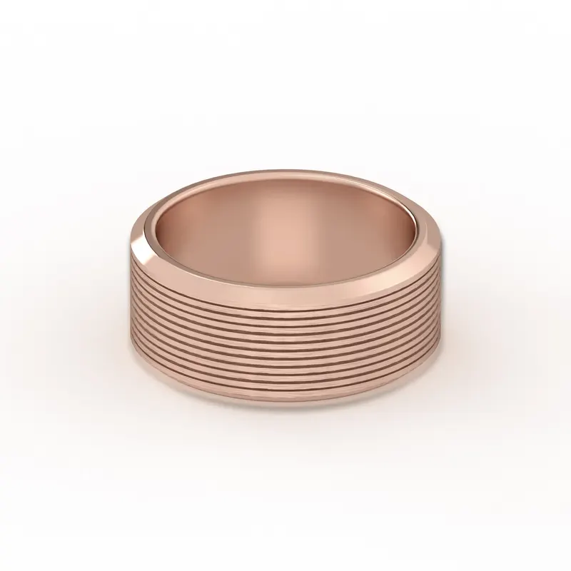 Teksturowana Obrączka Ślubna Edge Satin Finish 585 Różowe Złoto (14K) 8 MM