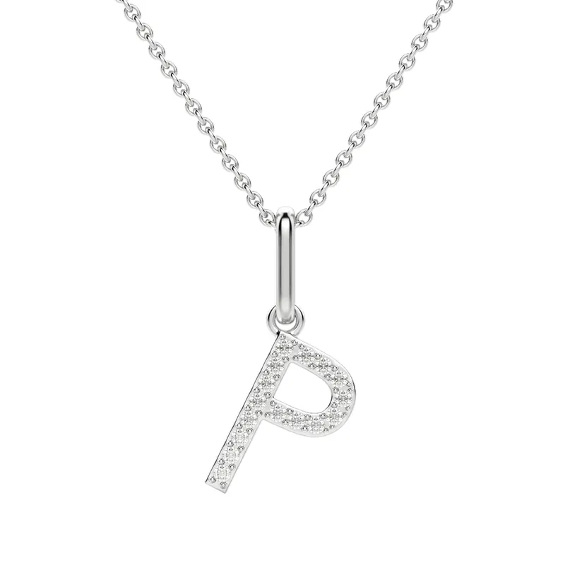 Wisiorek Litera "P" Laboratoryjny Diament 585 Białe Złoto (14K)